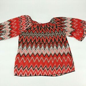 R. Rouge Women's Shirt Blouse Aztec Print Multi-color Career Business Size Small
